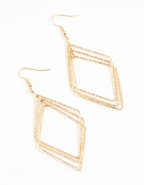Refined Vibe Gold Diacut Hollow Diamond Drop Earrings