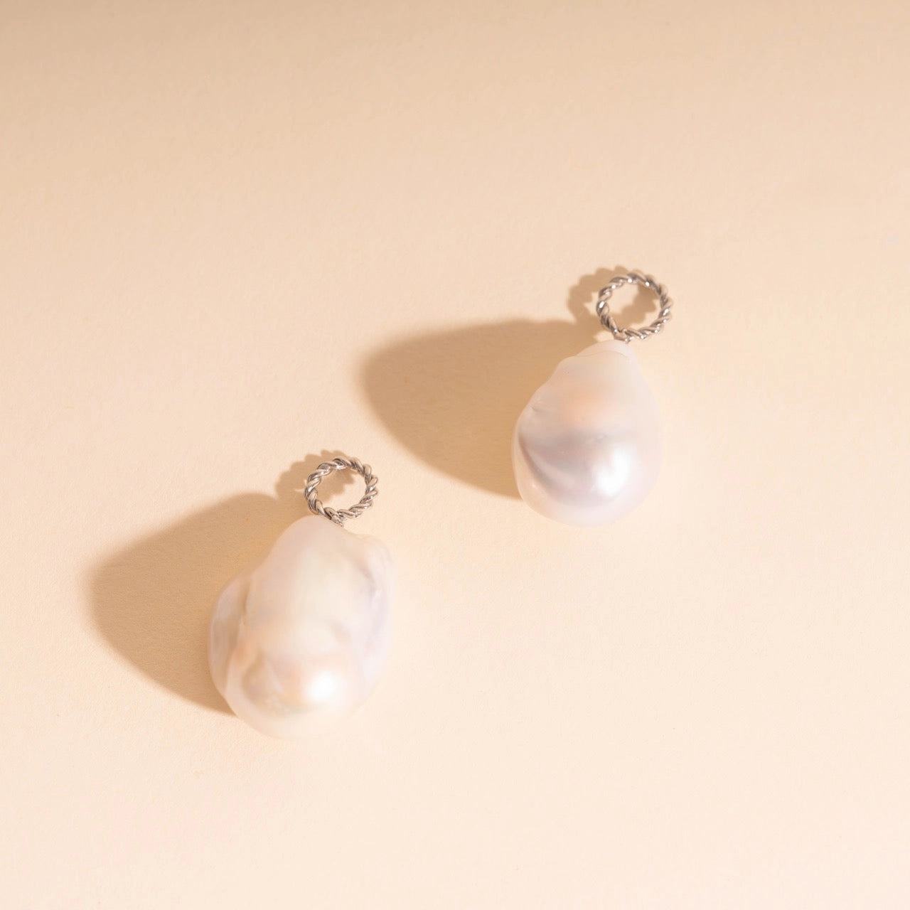 Simple Luxe Jumbo Baroque Natural Pearl Huggie Hoop Charms