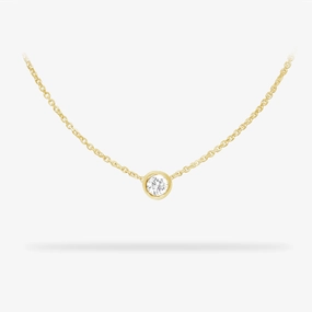 Large Bezel Diamond 14k gold necklace Daytime Shine Timeless Presence