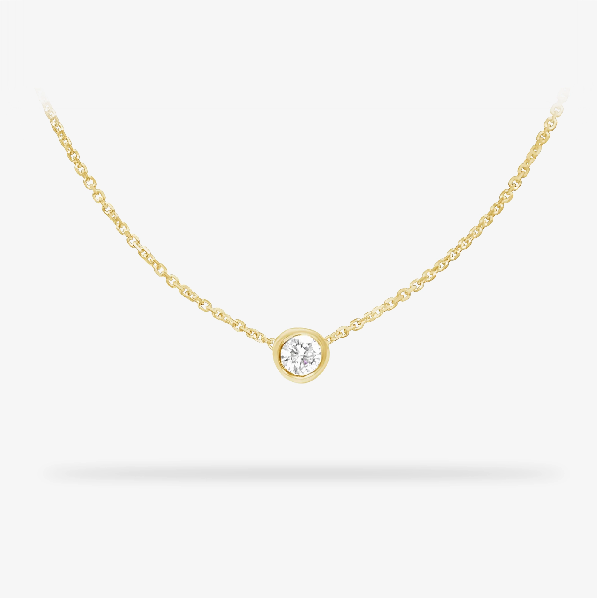 Large Bezel Diamond 14k gold necklace Daytime Shine Timeless Presence
