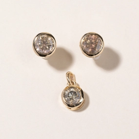 Glamour Appeal 18K Yellow Gold Fancy Brown Diamond Earrings & Pendant Set | 2.34ctw, 0.93ct