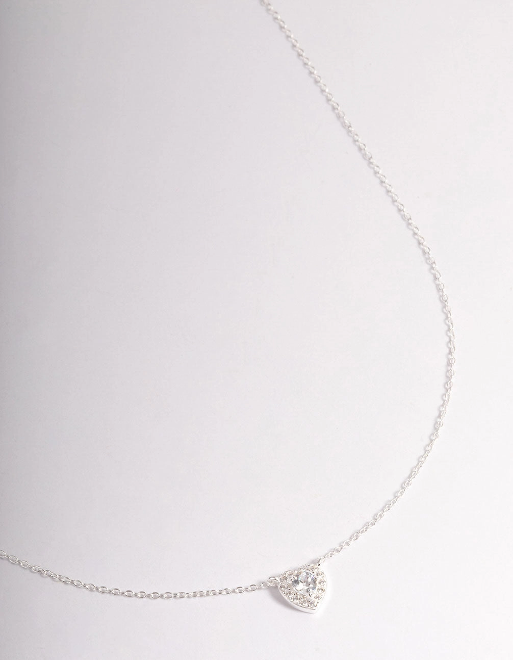 Family Style Sterling Silver Cubic Zirconia Halo Heart Pendant Necklace