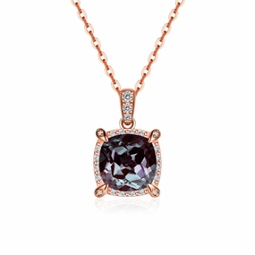 3 CT. Cushion Cut Alexandrite Moissanite Pave Pendant Chic Office