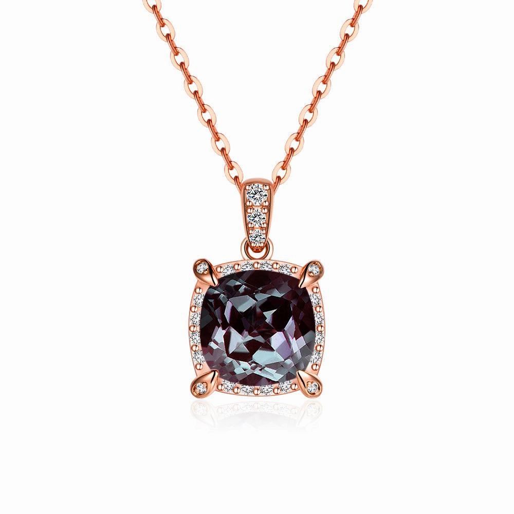 3 CT. Cushion Cut Alexandrite Moissanite Pave Pendant Chic Office