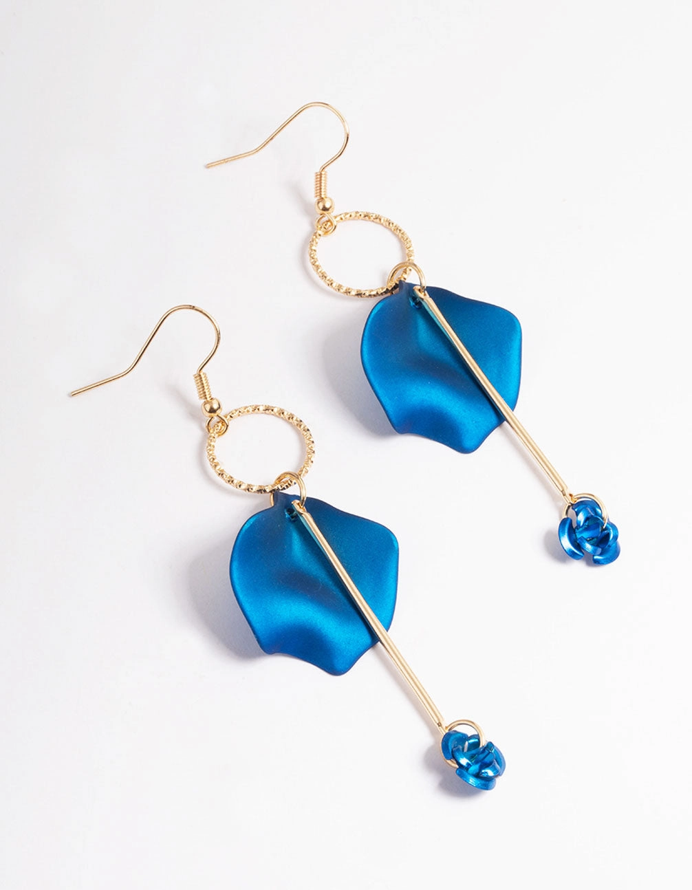 Blue Circle Petal Drop Earrings Daytime Ornament Comfortable Element
