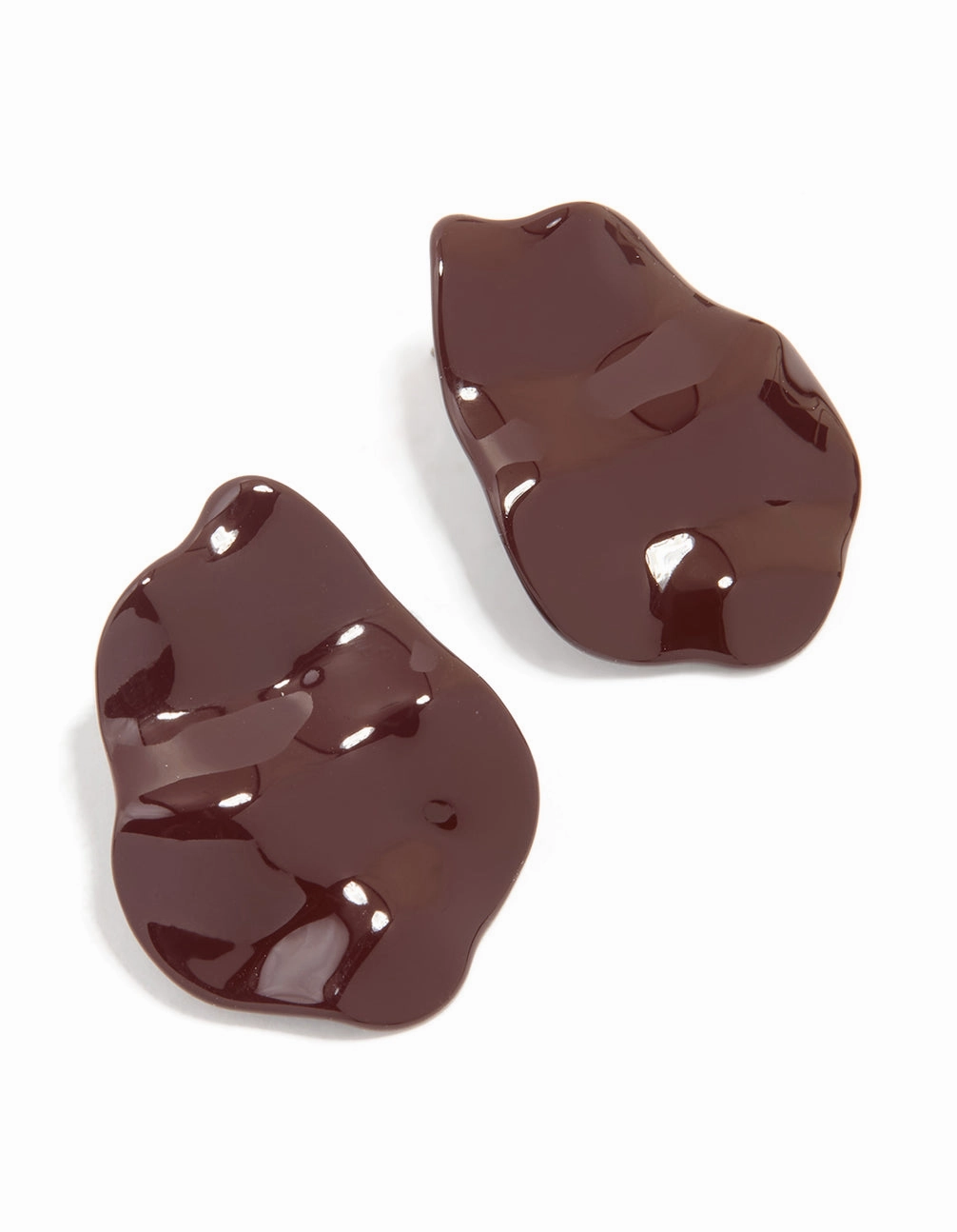 Party Trinket Matte Adornment Burgundy Coated Metal Shiny Organic Stud Earrings