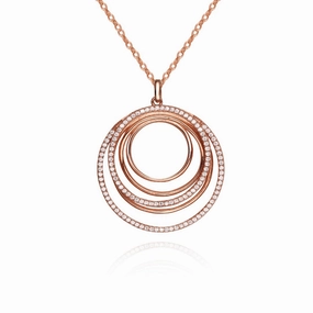 Sterling Silver Circles With CZ's Pendant Necklace Weekend Accent Urban Chic