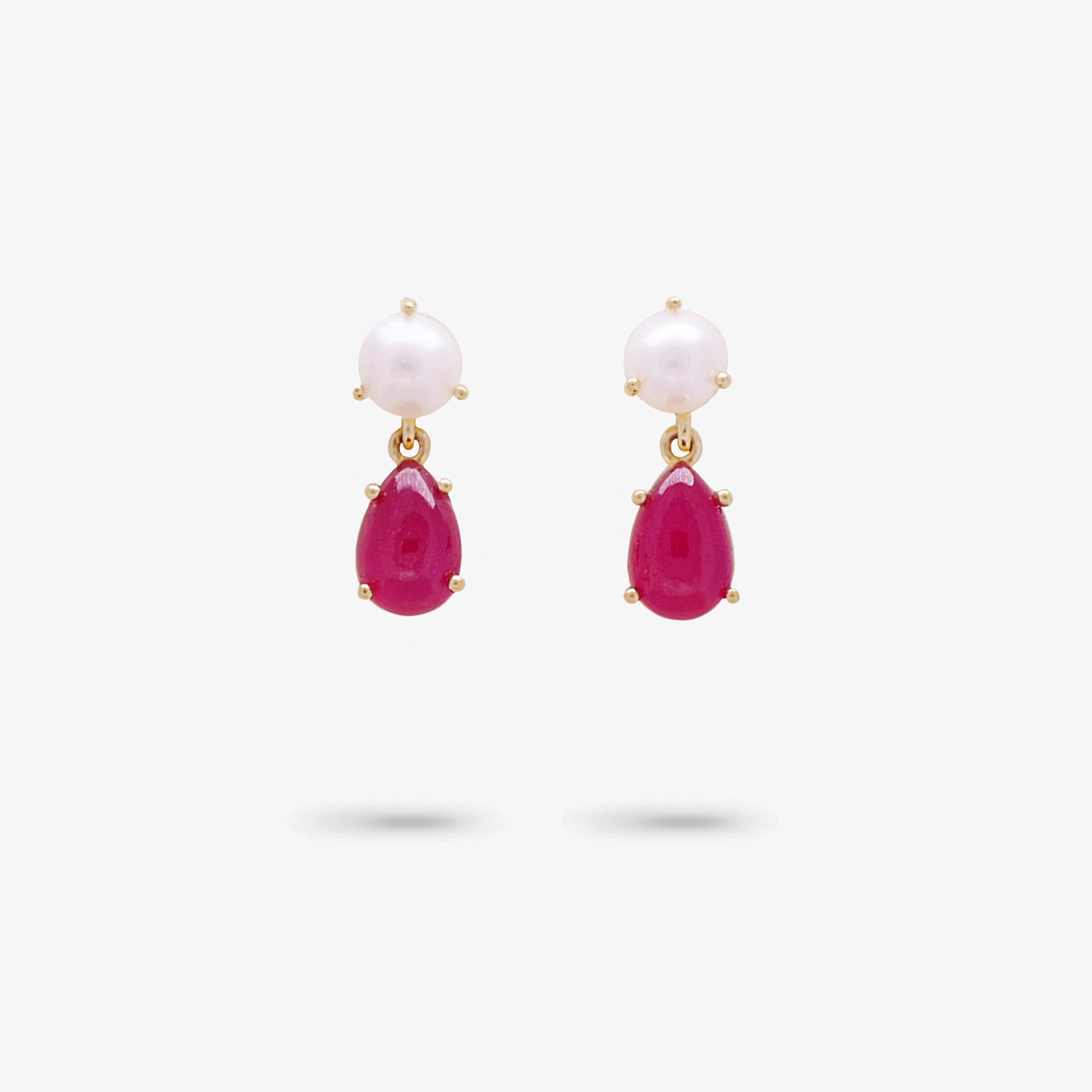 Amare Wear Petite Freshwater Pearl and Ruby Dangle Earrings Refined Element