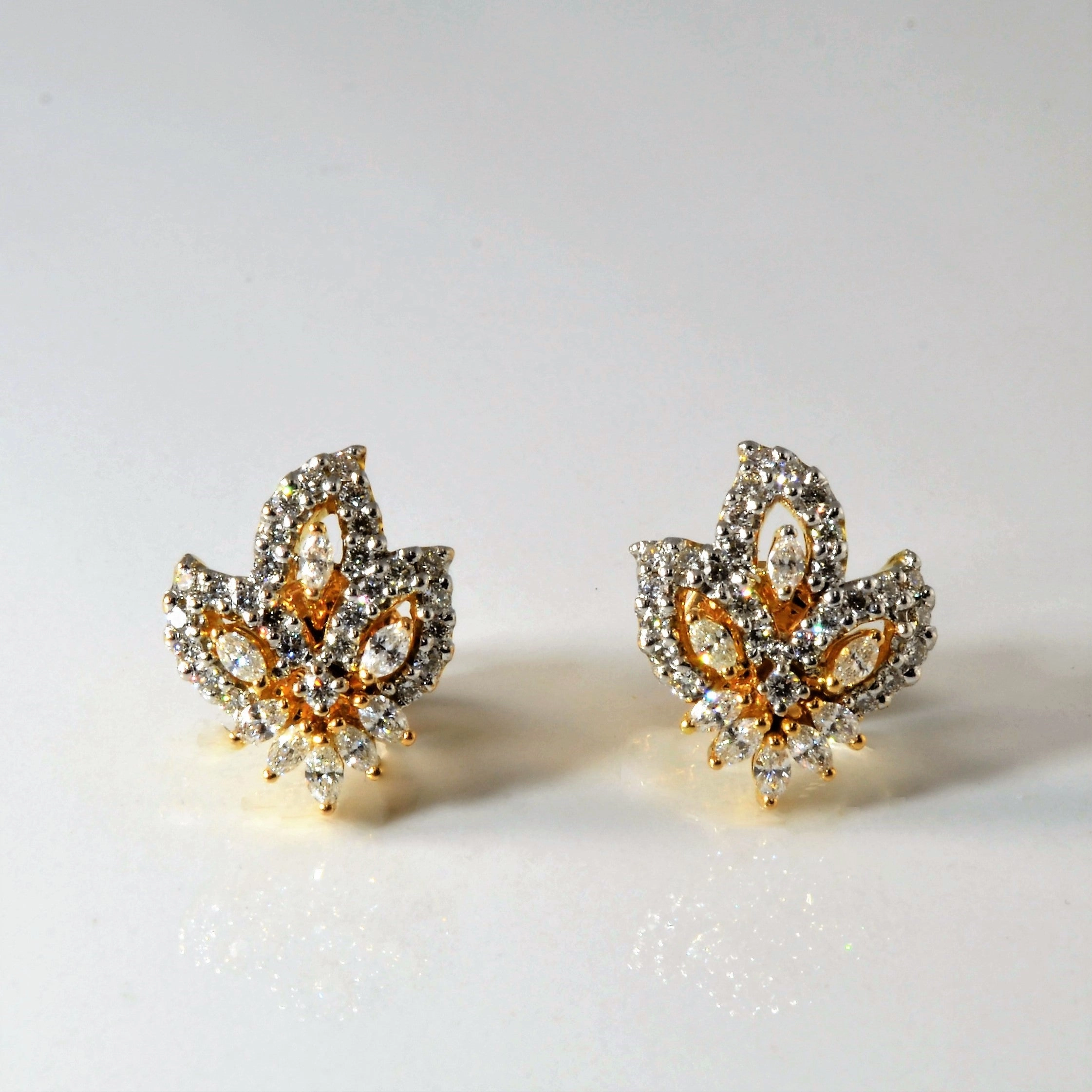 Floral Diamond Cluster Studs | 0.90ctw | Graceful Shape Graceful Choice