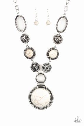 Crystal Piece Paparazzi Accessories ? Sedona Drama - White Necklace?Flat Rate Ship $4.50?