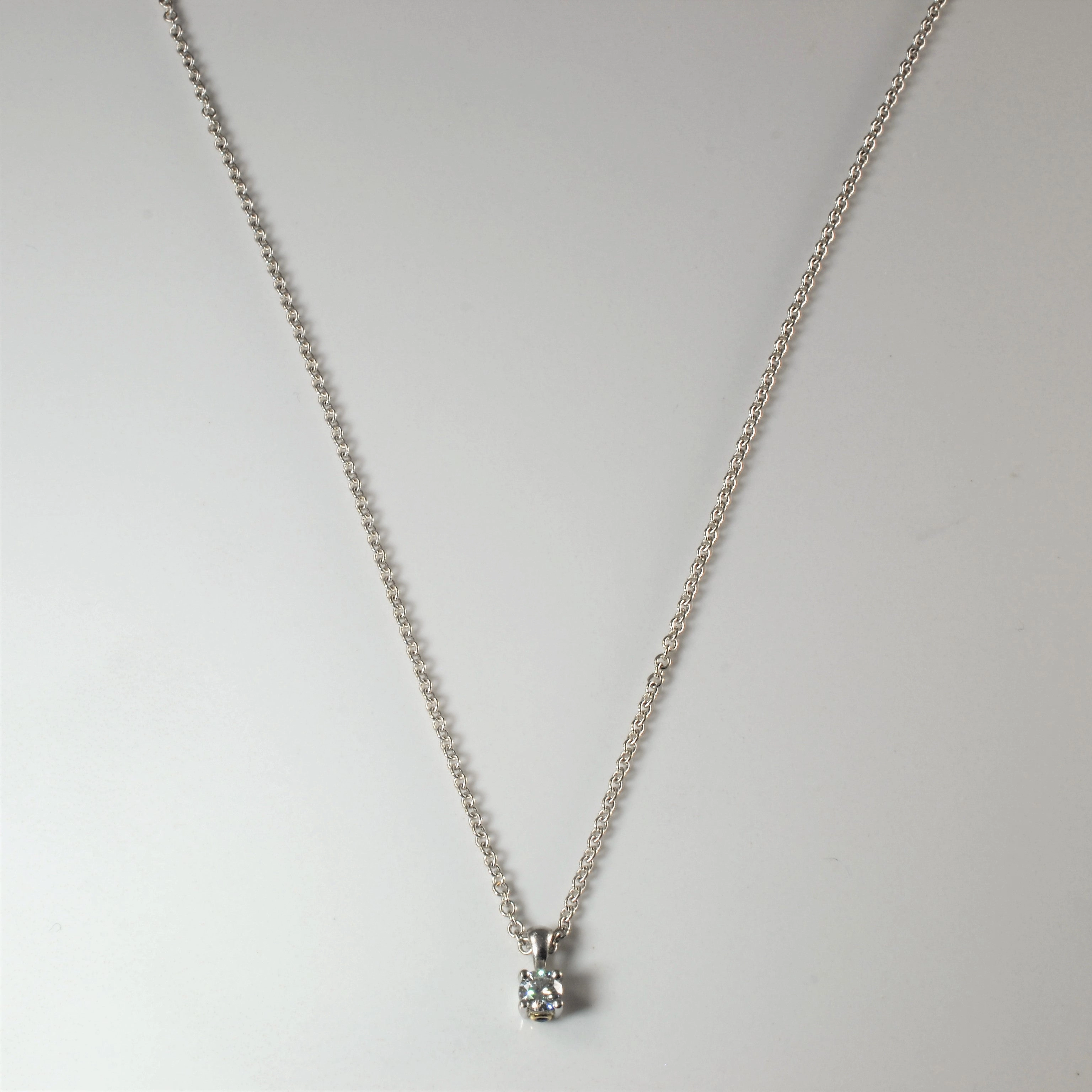 Vintage Detail Comfortable Fit Birks' Blue Solitaire Diamond Necklace | 0.25ct | 18" |