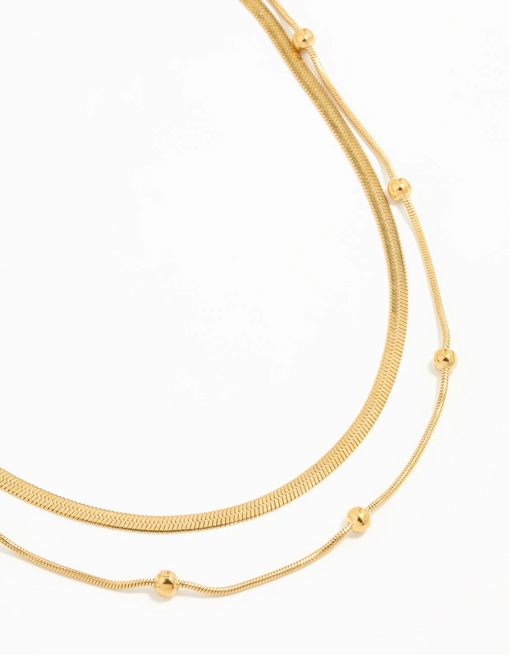 Waterproof Gold Plated Stainless Steel Ball Chain Layered Necklace Pure Accent Travel Detail