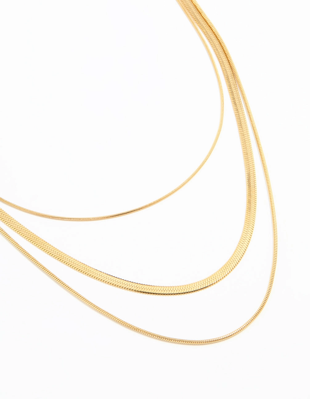 Divine Adornment Waterproof Gold Plated Stainless Steel Chain Layered Necklace