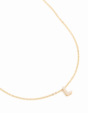Waterproof Gold Plated Stainless Steel Cubic Zirconia Mini Pav?? Letter L Necklace Romantic Accent Beautiful Ornament