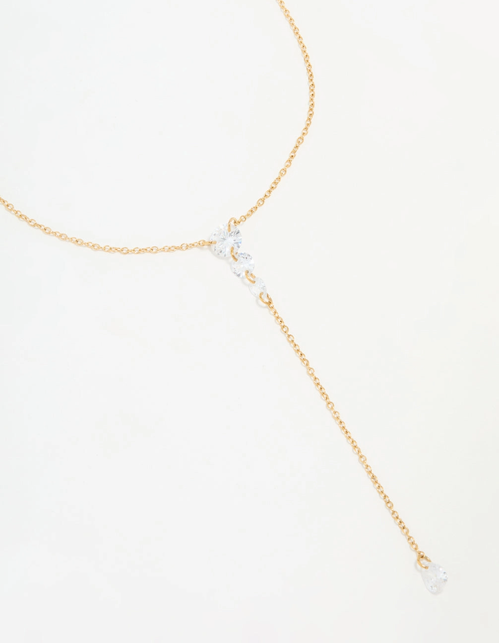 Outdoor Present Waterproof Gold Plated Stainless Steel Cubic Zirconia Y-Necklace