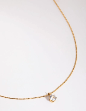 Waterproof Gold Plated Stainless Steel Diamante Necklace Elegant Lady