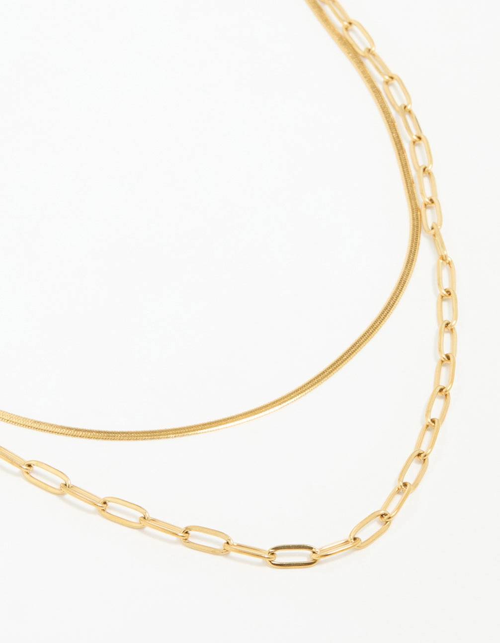 Waterproof Gold Plated Stainless Steel Double Link Layered Necklace Birthday gift Minimal Highlight