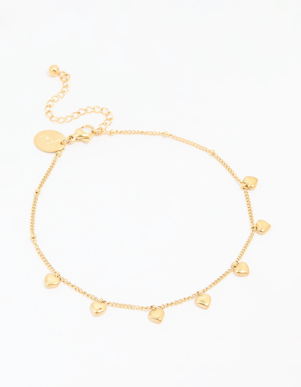 Welcoming Vision Waterproof Gold Plated Stainless Steel Heart Charms Anklet