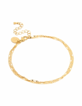 Signature Style Fashion Art Waterproof Gold Plated Stainless Steel Layered Anklet