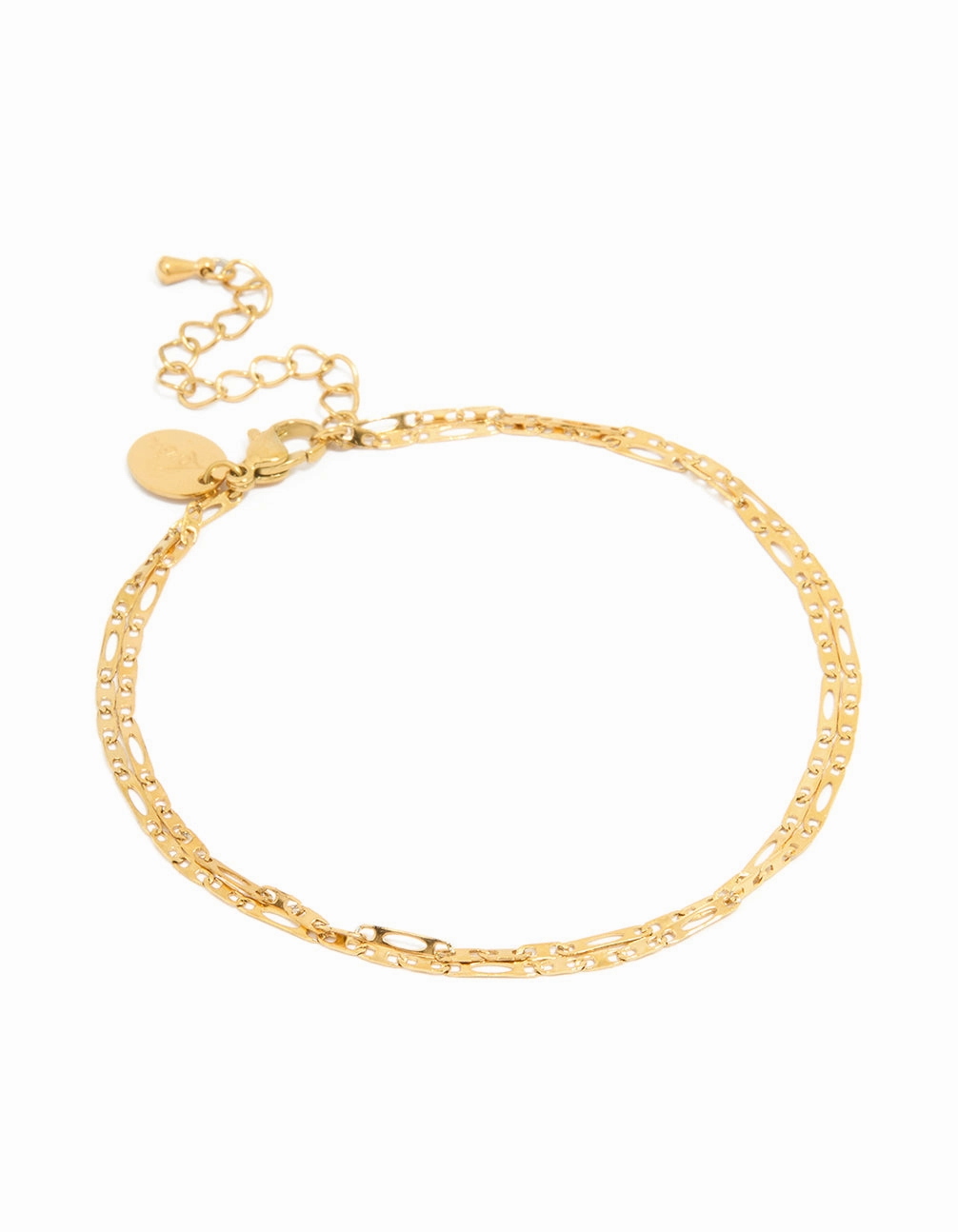 Signature Style Fashion Art Waterproof Gold Plated Stainless Steel Layered Anklet