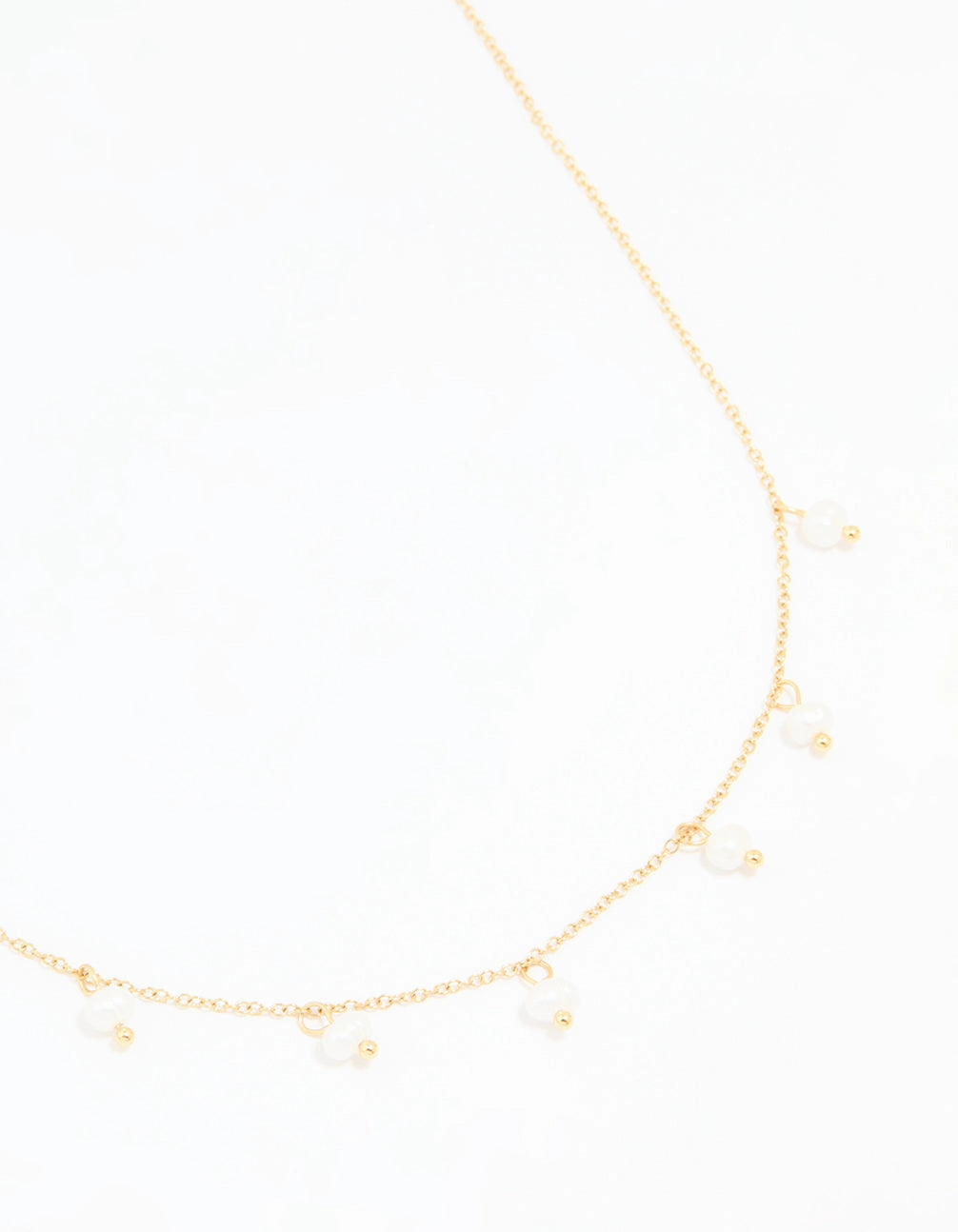 Waterproof Gold Plated Stainless Steel Pearl Charms Necklace Fashion Week Bright Detail