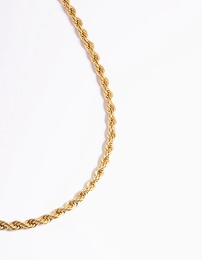 Minimalist Style Waterproof Gold Plated Stainless Steel Thick Twist Chain Necklace