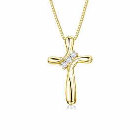 Daily Outfit City Detail Modern Cross Necklace Pendant with Lab Grown Diamond Accents