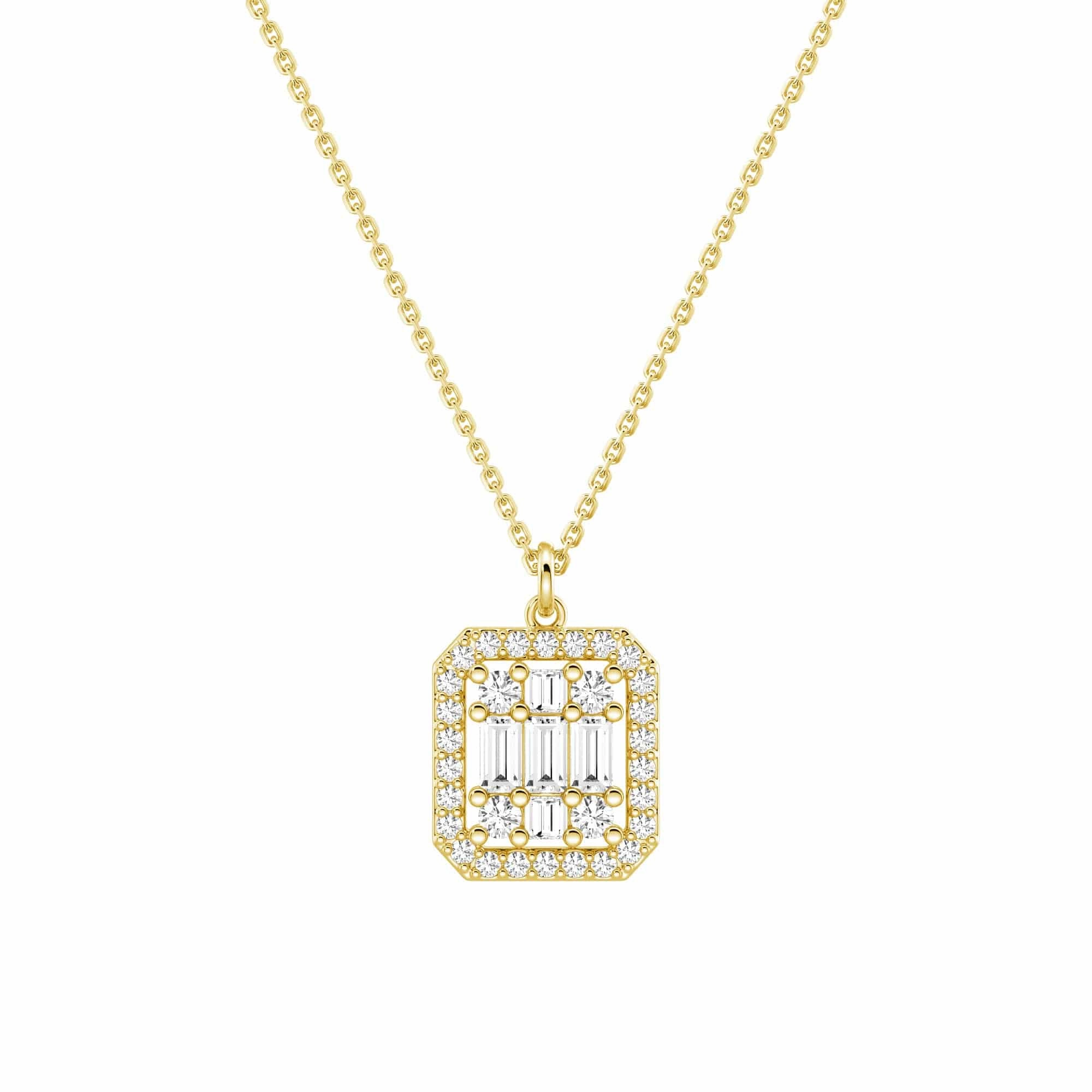 Infinity Halo Lab Grown Diamond Rectangular Cluster Necklace Special Gift New collection