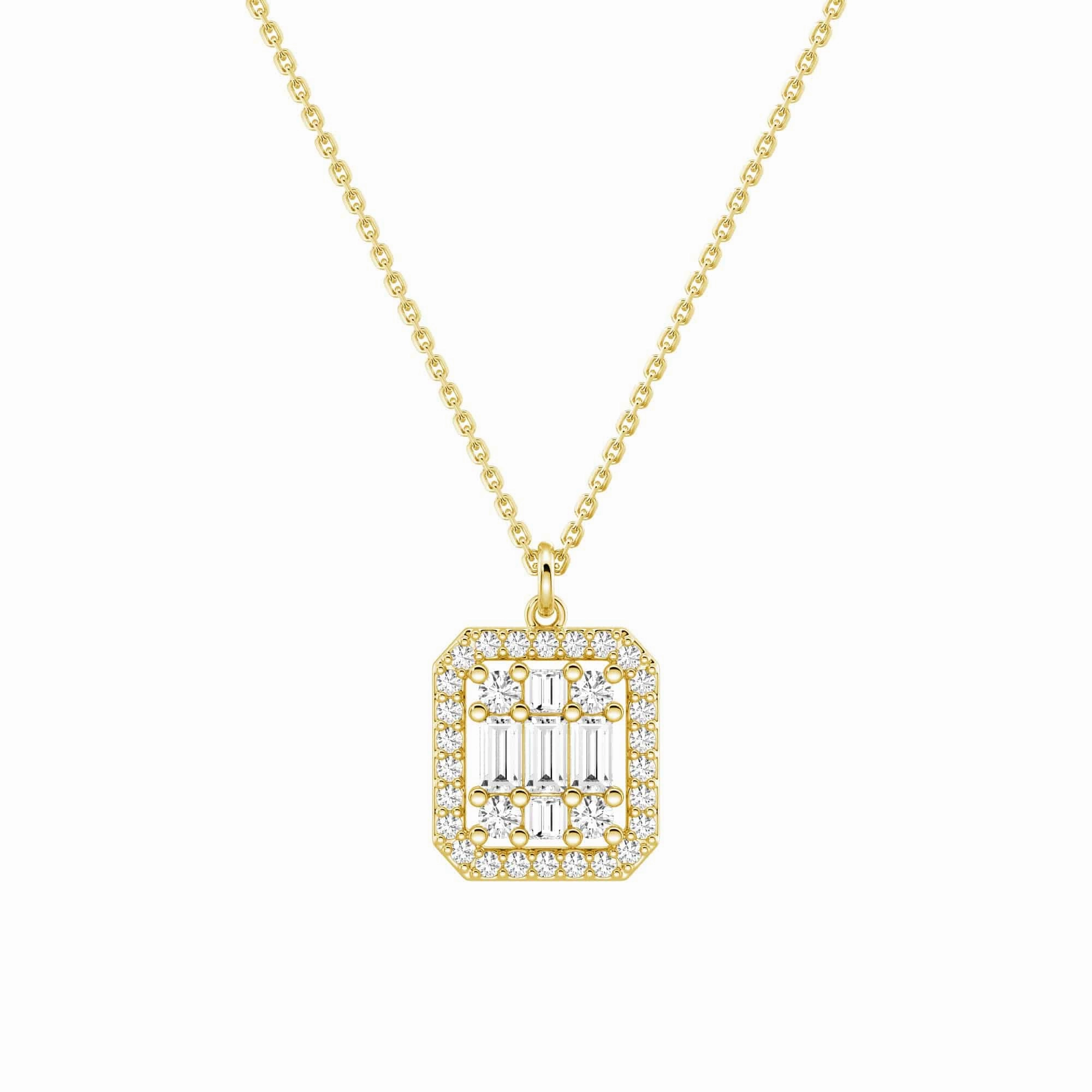 Daily Wear Infinity Halo Lab Grown Diamond Rectangular Cluster Necklace