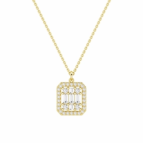 Infinity Halo Lab Grown Diamond Rectangular Cluster Necklace Special Gift New collection