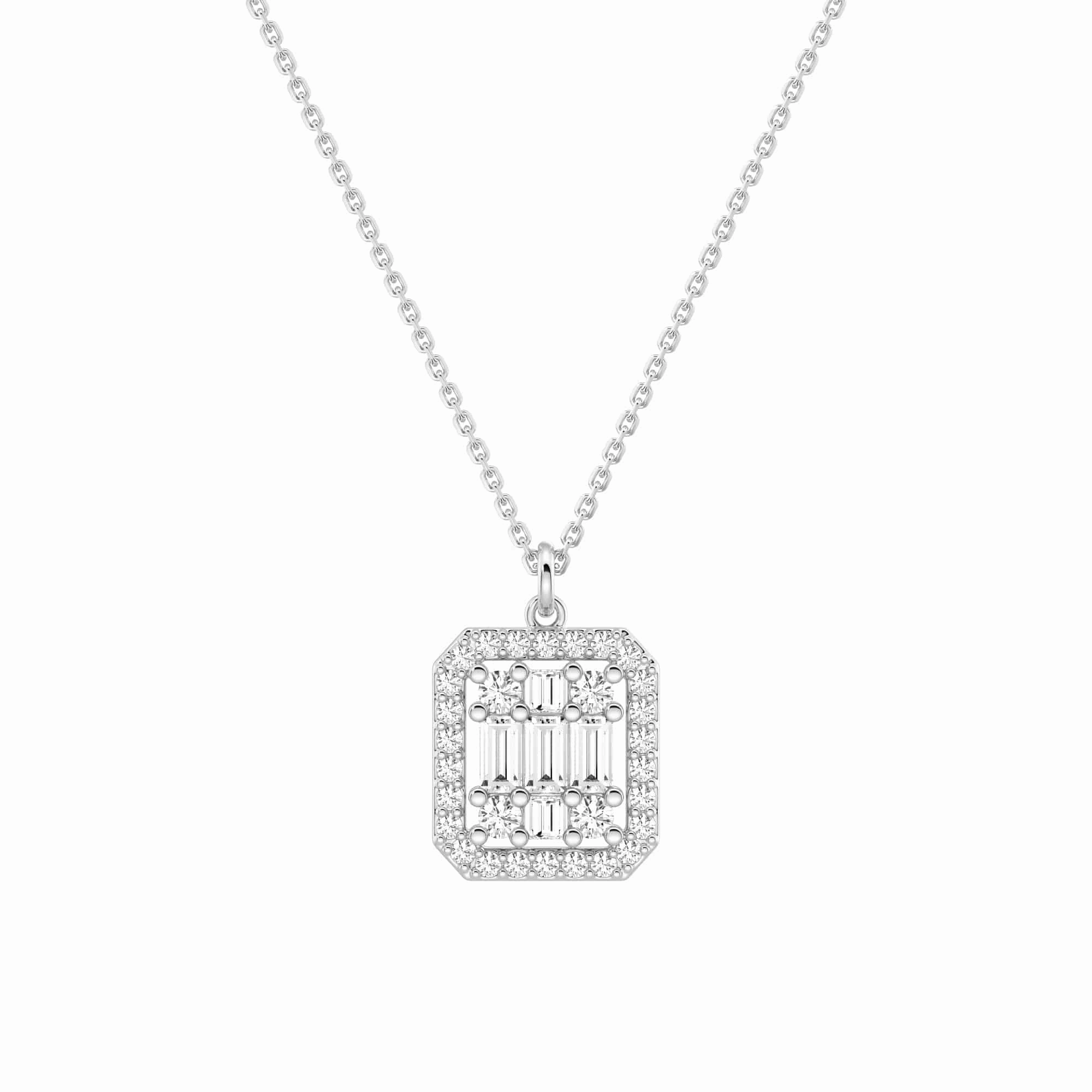 Fashion Icon Infinity Halo Lab Grown Diamond Rectangular Cluster Necklace