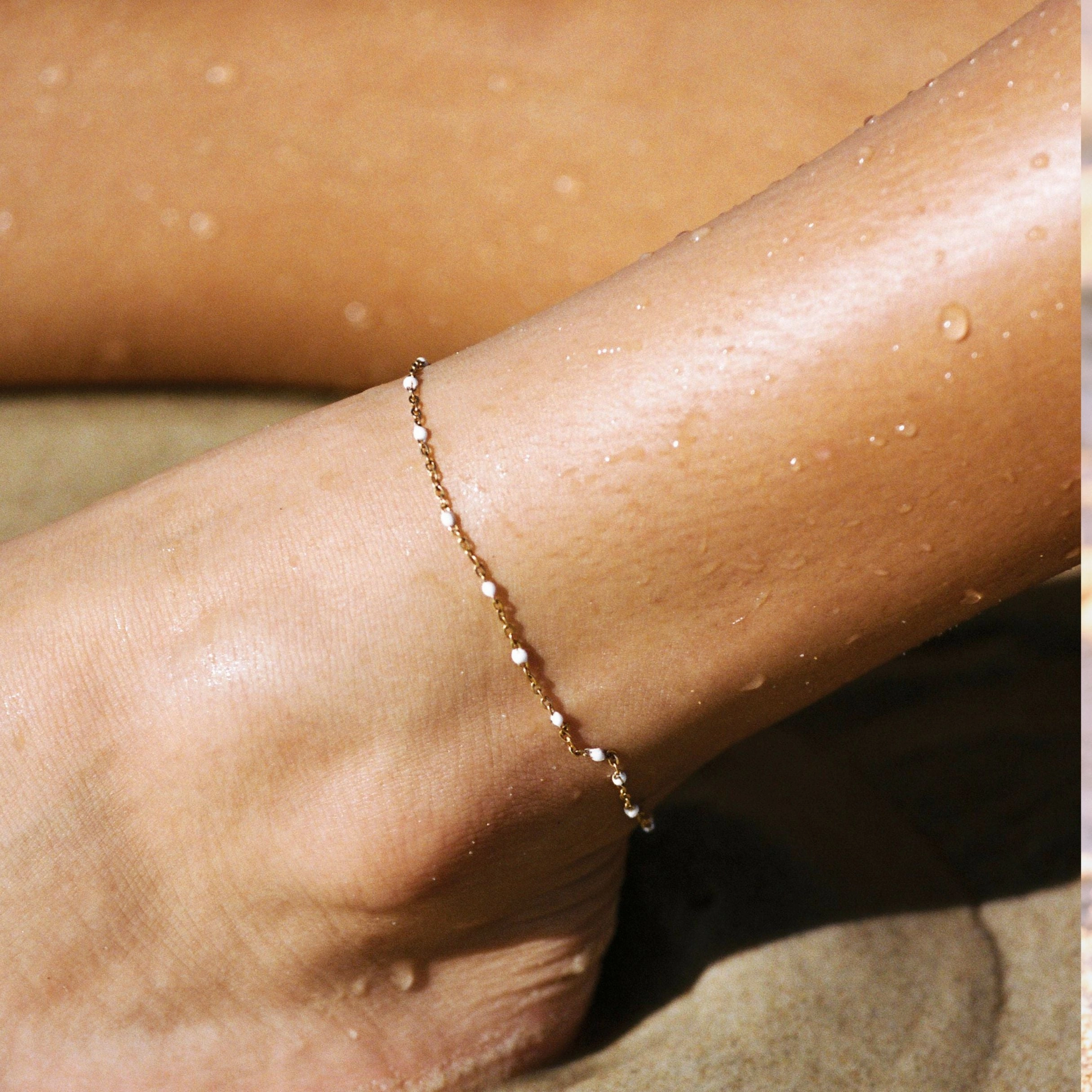 Dainty Art Countryside Flair White Beaded Anklet