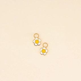 Brilliant Accent White Flower Huggie Hoop Charms