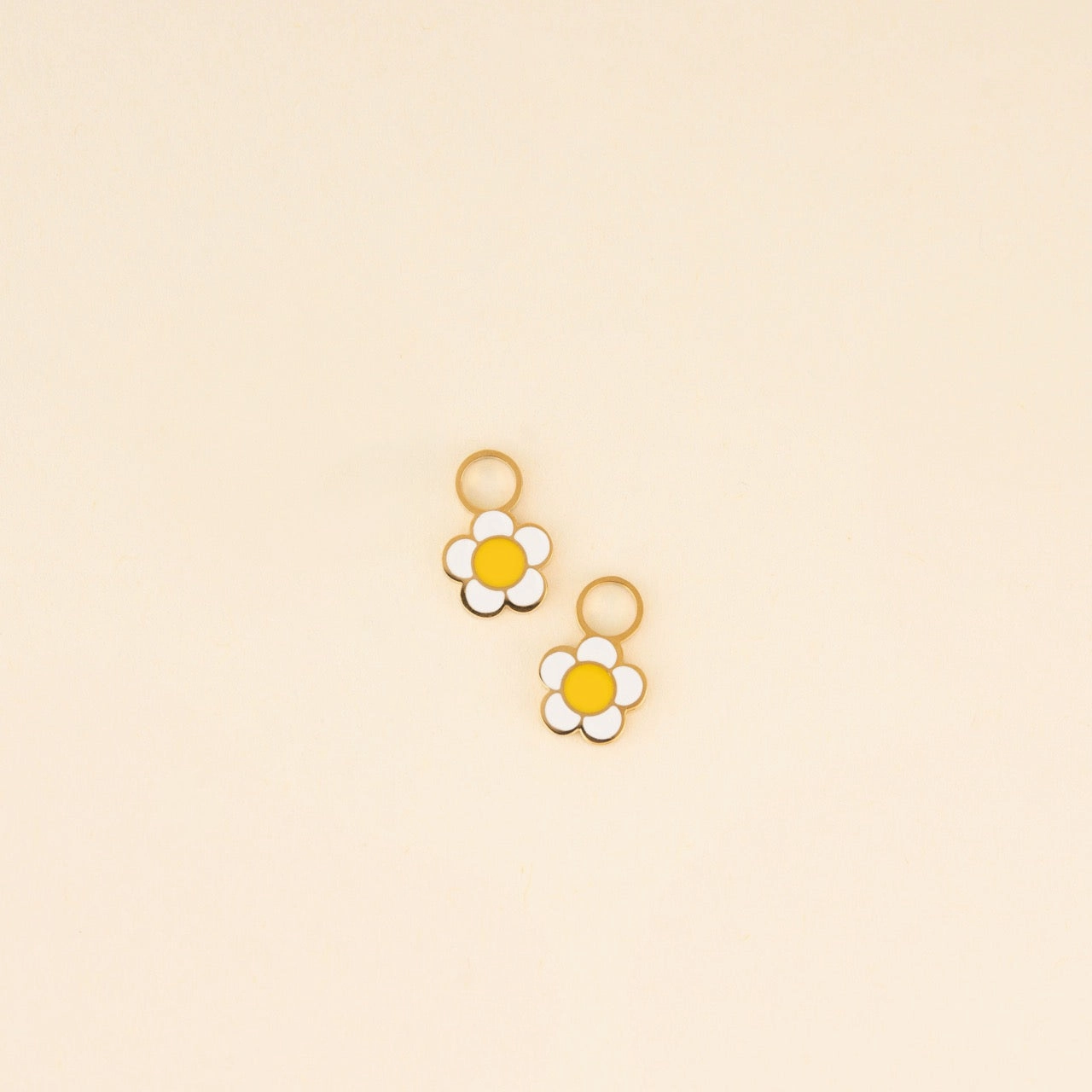 Brilliant Accent White Flower Huggie Hoop Charms