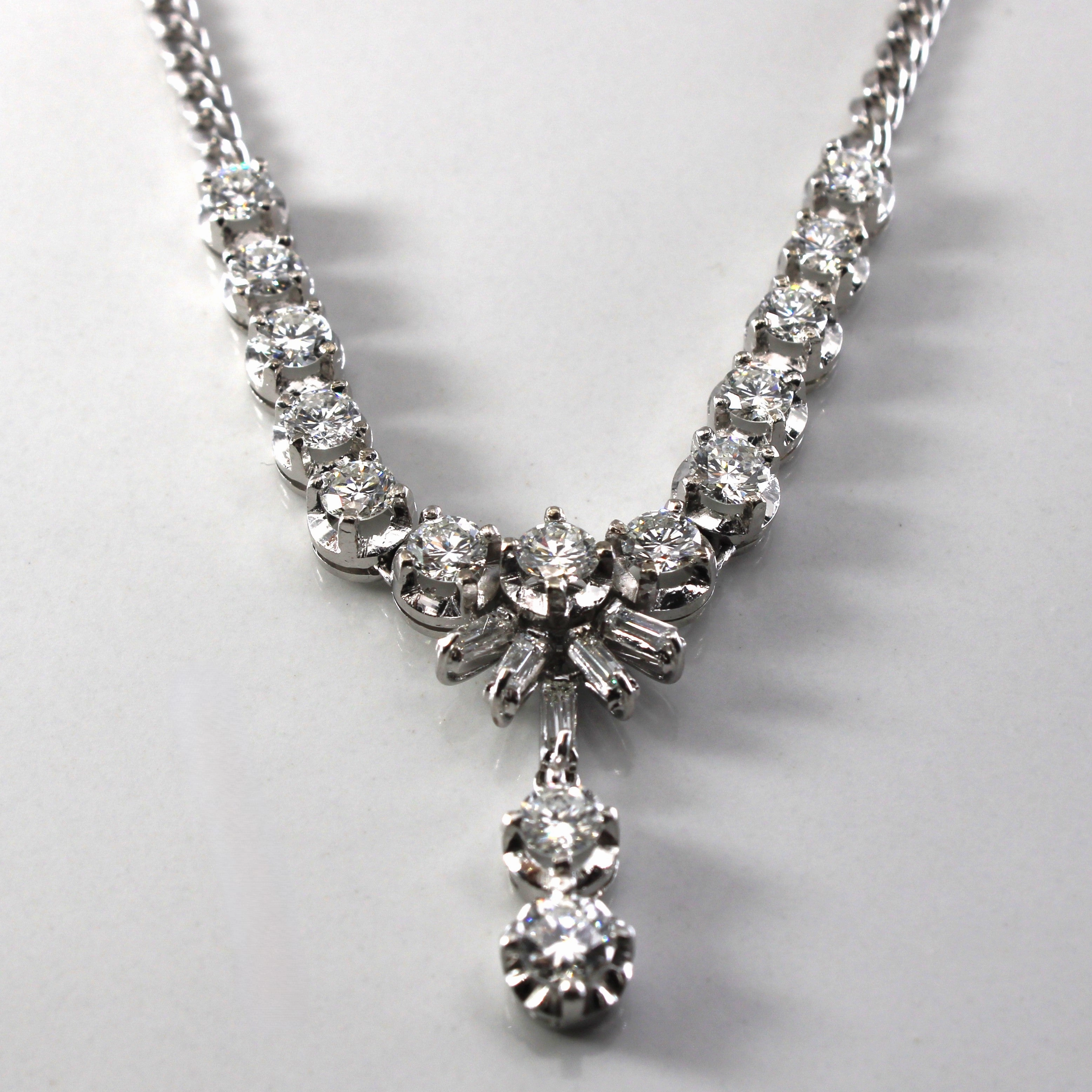 White Gold Diamond Necklace | 2.36ctw | 15"| Unique Shine