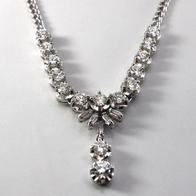White Gold Diamond Necklace | 2.36ctw | 15"| Unique Shine