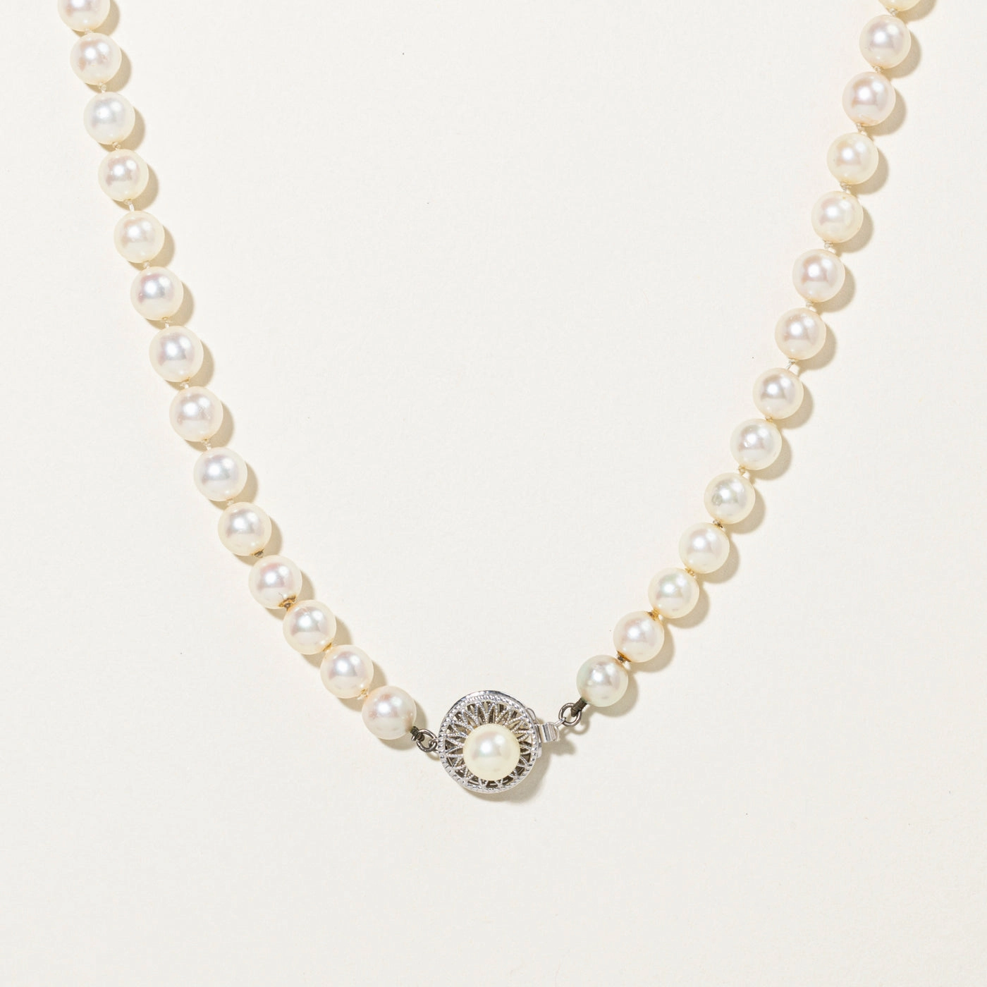 Lively Spark Alluring Charm White Gold Pearl Strand Pendant Necklace | 15"