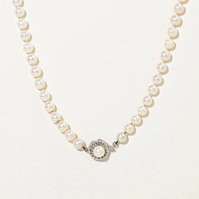 Lively Spark Alluring Charm White Gold Pearl Strand Pendant Necklace | 15"