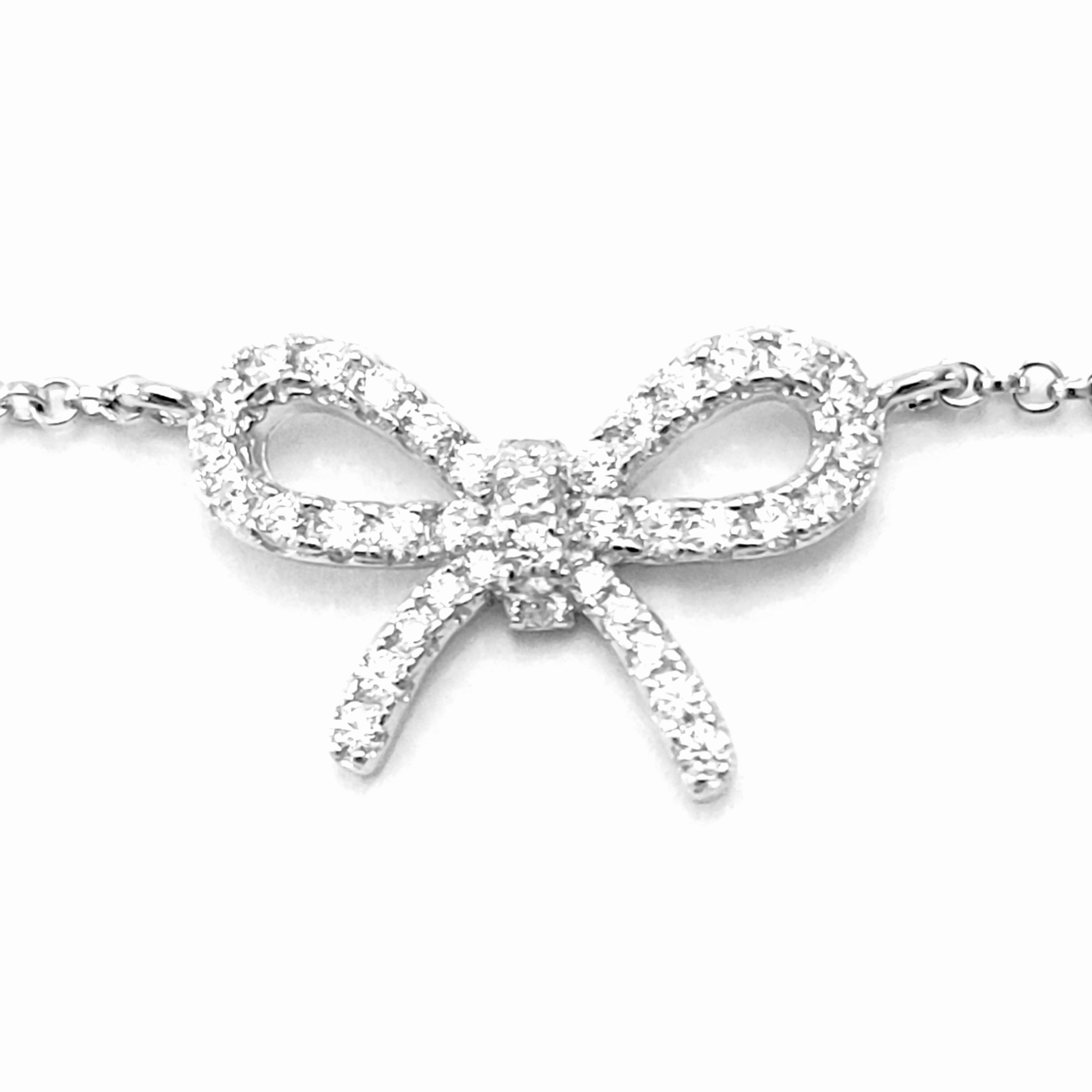 Sterling Silver CZ Bow Bracelet Diamond Dust