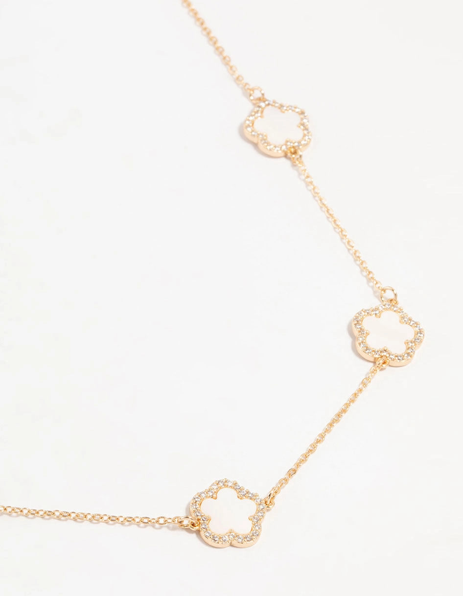 Gold Cubic Zirconia Flower Necklace Style Accessory Stunning Accessory