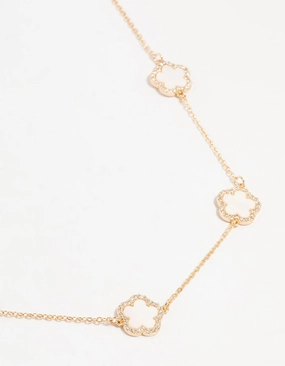 Gold Cubic Zirconia Flower Necklace Style Accessory Stunning Accessory