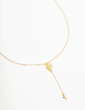 Gold Plated Sterling Silver Rosary Cross Necklace Magnificent Gift