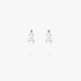 Vacation Adornment Amare Wear Double Akoya Pearl and Diamond Stud Earrings