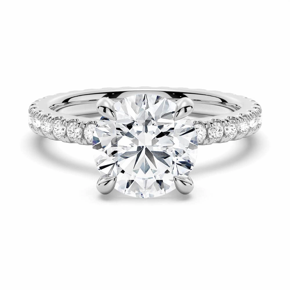 Fine Jewelry Eternal Object Round Moissanite Engagement Ring With Eternity Pave Band