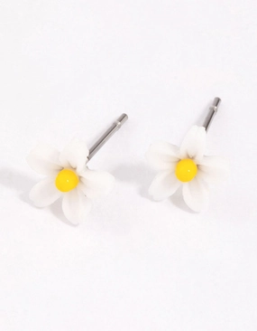 Glittering Essential Yellow Mini Daisy Stud Earrings