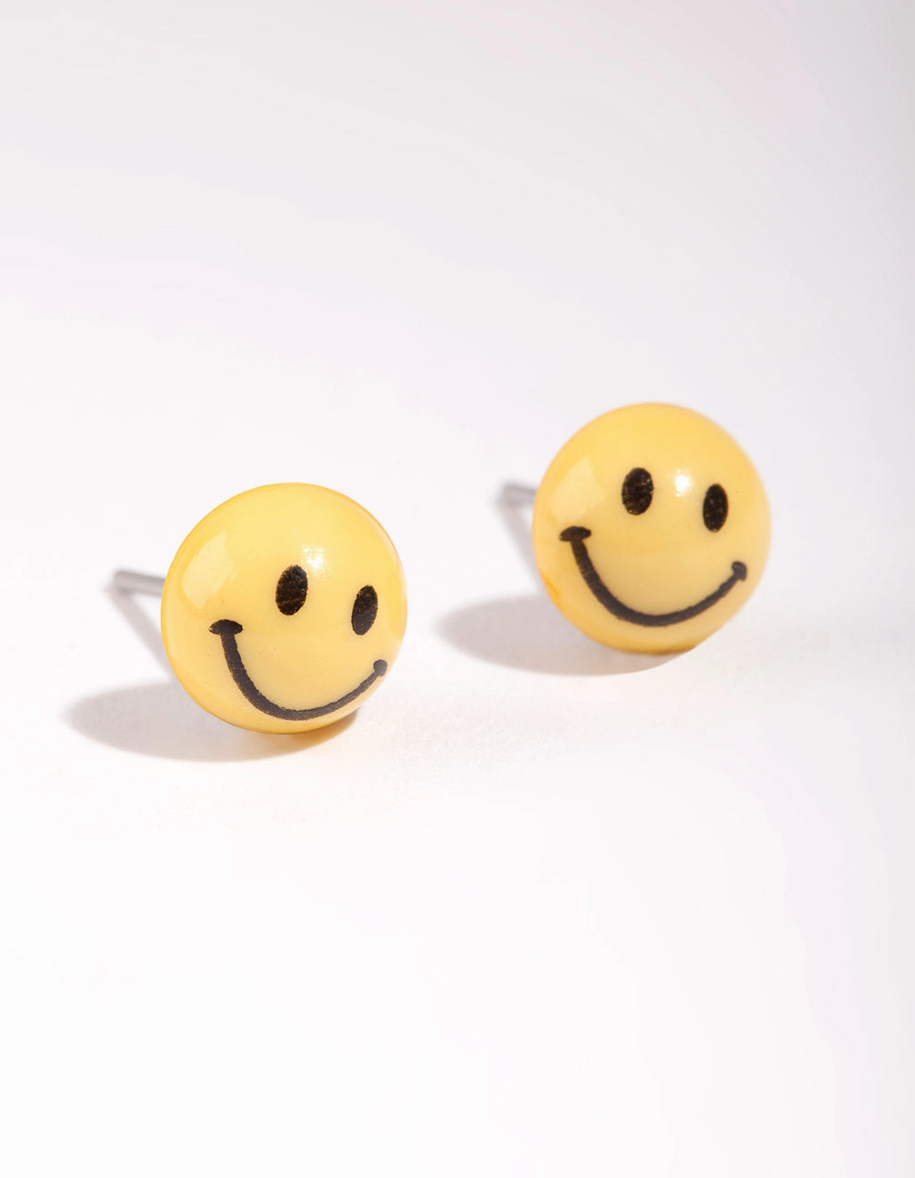 Yellow Mini Smiley Stud Earrings Brilliant Choice Avant-Garde Accent